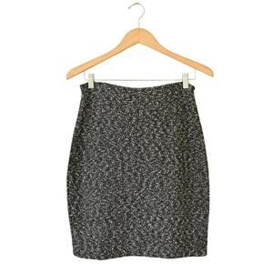 Rickie Freeman for Teri Jon Stretch Boucle Tweed Knit Pencil Skirt Black & White